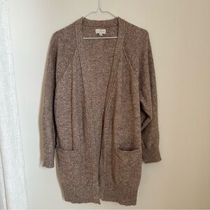 Lucky Brand Heathered Tan Open-Front Cardigan With Pockets